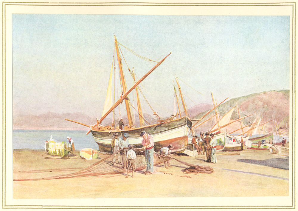 ITALY. The Strand at Sestri Levante 1912 old antique vintage print picture